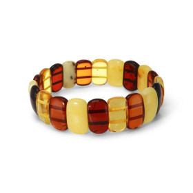 Bracelet Plaquettes Ambre multicolore 17mm x 18.5cm Ambre multicolore Enfilage sur élastique double Largeur : 17mm Longueu...