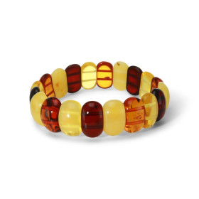 Bracelet Plaquettes Ambre multicolore 17mm x 18cm Ambre multicolore Enfilage sur élastique double Largeur : 17mm Longueur ...