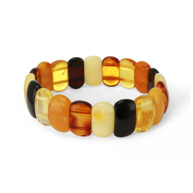 Bracelet Plaquettes Ambre multicolore 18mm x 19cm Ambre multicolore Enfilage sur élastique double Largeur : 18mm Longueur ...