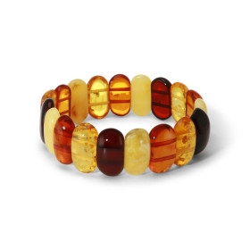 Bracelet Plaquettes Ambre multicolore 19mm x 17.3cm Ambre multicolore Enfilage sur élastique double Largeur : 19mm Longueu...