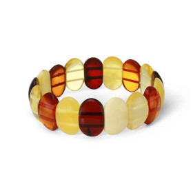 Bracelet Plaquettes Ambre multicolore 19mm x 18.2cm Ambre multicolore Enfilage sur élastique double Largeur : 19mm Longueu...