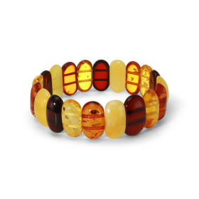 Bracelet Plaquettes Ambre multicolore 19mm x 18.5cm Ambre multicolore Enfilage sur élastique double Largeur : 19mm Longueu...