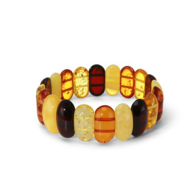 Bracelet Plaquettes Ambre multicolore 19mm x 18cm Ambre multicolore Enfilage sur élastique double Largeur : 19mm Longueur ...