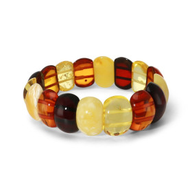 Bracelet Plaquettes Ambre multicolore 19mm x 18cm Ambre multicolore Enfilage sur élastique double Largeur : 19mm Longueur ...