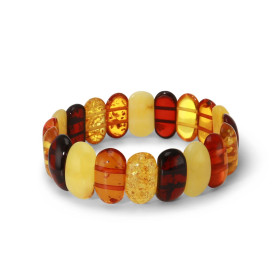 Bracelet Plaquettes Ambre multicolore 19mm x 18cm Ambre multicolore Enfilage sur élastique double Largeur : 19mm Longueur ...