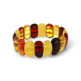 Bracelet Ambre Plaquettes Triangle Vintage - Ambre Naturel, Métal Inconnu, Occasion