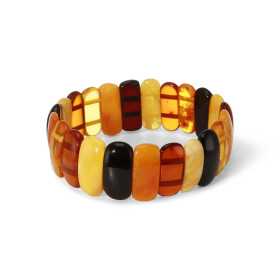 Bracelet Plaquettes Ambre multicolore 21mm x 18.8cm Ambre multicolore Enfilage sur élastique double Largeur : 21mm Longueu...