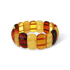 Bracelet Plaquettes Ambre multicolore 21mm x 18cm Ambre multicolore Enfilage sur élastique double Largeur : 21mm Longueur ...