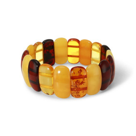 Bracelet Plaquettes Ambre multicolore 22mm x 18cm Ambre multicolore Enfilage sur élastique double Largeur : 22mm Longueur ...