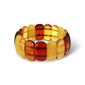 Bracelet Plaquettes Ambre multicolore 23mm x 17.3cm Ambre multicolore Enfilage sur élastique double Largeur : 23mm Longueu...