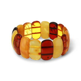 Bracelet Plaquettes Ambre multicolore 25mm x 18.2cm Ambre multicolore Enfilage sur élastique double Largeur : 25mm Longueu...