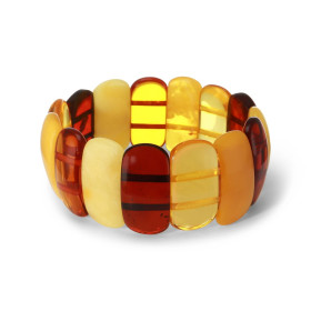 Bracelet Plaquettes Ambre multicolore 27mm x 17.5cm Ambre multicolore Enfilage sur élastique double Largeur : 27mm Longueu...