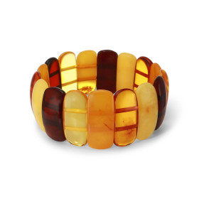 Bracelet Plaquettes Ambre multicolore 27mm x 17.6cm Ambre multicolore Enfilage sur élastique double Largeur : 17mm Longueu...