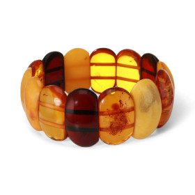 Bracelet Plaquettes Ambre multicolore 28mm x 18.8cm Ambre multicolore Enfilage sur élastique double Largeur : 28mm Longueu...