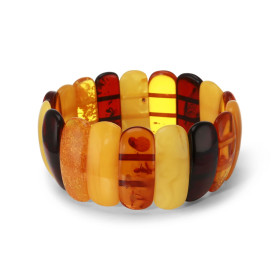 Bracelet Plaquettes Ambre multicolore 28mm x 18.8cm Ambre multicolore Enfilage sur élastique double Largeur : 28mm Longueu...