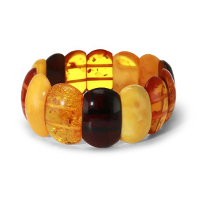 Bracelet Plaquettes Ambre multicolore 28mm x 19.2cm Ambre multicolore Enfilage sur élastique double Largeur : 28mm Longueu...