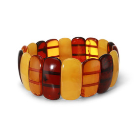 Bracelet Plaquettes Ambre multicolore 29mm x 19.8cm Ambre multicolore Enfilage sur élastique double Largeur : 29mm Longueu...