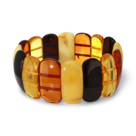 Bracelet Plaquettes Ambre multicolore 30mm x 19.4cm Ambre multicolore Enfilage sur élastique double Largeur : 30mm Longueu...