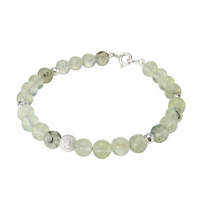 Bracelet Préhnite 6mm Argent Ce bracelet est composé pierres 6mm, 4 perles facettées Argent 4mm diamètre d une perle argen...