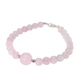 Bracelet Quartz Rose 6-10mm et Argent