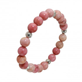 Bracelet Rhodonite 8mm et Oeil porte bonheur