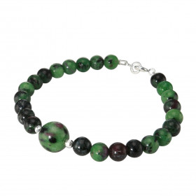 Bracelet Rubis Zoisite 6-10mm Argent Ce bracelet est composé pierres 6mm d une pierre 10mm son centre Elle est séparée par...