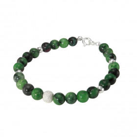 Bracelet Rubis Zoisite 6mm et Argent