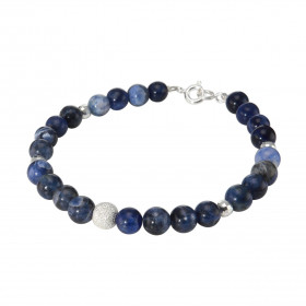 Bracelet Sodalite 6mm Argent Ce bracelet est composé pierres 6mm, 4 perles facettées Argent 4mm diamètre d une perle argen...