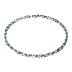 Bracelet Or Blanc 750 Emeraude Diamant Bracelet composé d émeraudes rondes 2.1mm serties à griffes diamants ronds 1.4mm se...