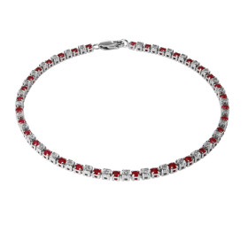 Bracelet Or Blanc 750 Rubis et Diamant. Bracelet composé de rubis ronds de 2.1mm sertis à griffes et de diamants ronds de ...