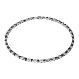  Bracelet Or Blanc 750 Saphir Diamant Bracelet composé saphirs ronds 2.1mm sertis à griffes diamants ronds 1.4mm sertis da...