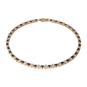 Bracelet Or Jaune 750 Saphir et Diamant. Bracelet composé de saphirs ronds de 2.1mm sertis à griffes et de diamants ronds ...