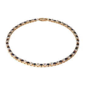Bracelet Or Jaune 750 Saphir Diamant Bracelet composé saphirs ronds 2.1mm sertis à griffes diamants ronds 1.4mm sertis dan...