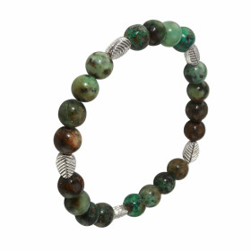 Bracelet Turquoise 8mm Motif Feuille Ce Bracelet est composé 20 perles 8mm Turquoise Africaine 5 intercalaires métal repré...