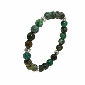 Bracelet Turquoise 8mm Motif Oeil Porte Bonheur Ce Bracelet est composé 20 perles 8mm Turquoise Africaine 5 intercalaires ...