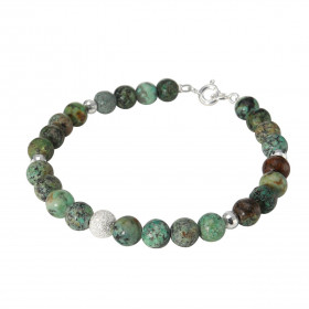 Bracelet Turquoise Africaine 6mm et Argent. Ce bracelet est composé de pierres de 6mm, de 4 perles facettées en Argent de ...