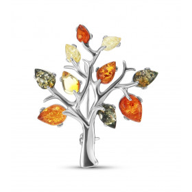 Broche Argent Arbre de Vie Ambre. Ambre multicolore. Dimensions du motif : 33x28mm. Attention ce bijou est une broche, il ...