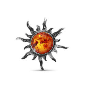 Broche Argent Soleil Ambre Dimensions du motif : 28x28mm Ambre rond 11mm diamètre Attention ce bijou est une broche, il ne...