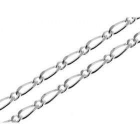 Chaine maille figaro altern&eacute;e 1.1 en Argent 925/1000.  Largeur de la maille : 3.5mm.  Longueur de la chaine : 50cm