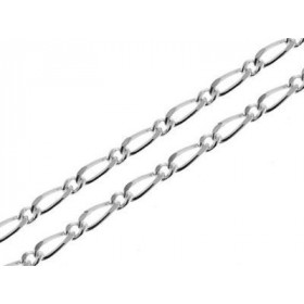  Chaine maille figaro alternée 1.1 Argent 925/1000 Largeur maille : 3mm Longueur chaine : 50cm 