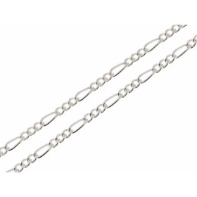 Chaine maille figaro altern&eacute;e 1.3 Argent 925/1000  Largeur maille : 2.1mm Longueur chaine : 45cm