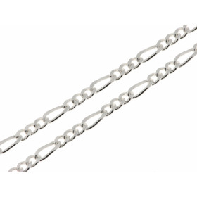 Chaine maille figaro altern&eacute;e 1.3 en Argent 925/1000. Largeur de la maille : 2.8mm. Longueur de la chaine : 45cm