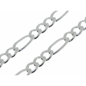 Chaine Argent 925 maille figaro alternée 1.3 Maille lapidée sur 2 faces Largeur maille : 6mm Longueur chaine : 55cm 