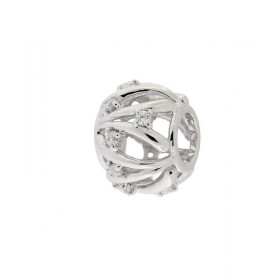Charm Ajouré Argent 925 rhodié sertis d oxydes Dimensions du charm : 11x9mm Diamètre du trou : 5mm Oxydes zirconium sertis...