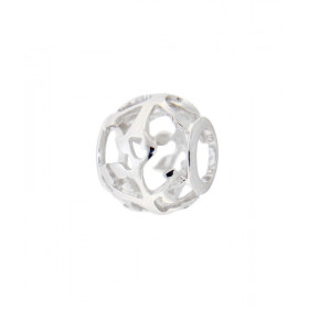 Charm Ajouré en Argent 925 rhodié. Dimensions du charm : 11x9mm. Diamètre du trou : 5mm. Motif Floral. Compatible toutes m...