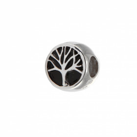 Charm argent rhodié arbre vie sur fond laque noire Dimensions du pendentif : 10x10mm Diamètre du trou : 5mm Compatible tou...