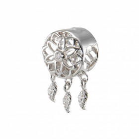 Charm argent rhodié forme d attrape rêve serti 2 oxydes zirconium Dimensions du charm : 10x17mm Diamètre du trou : 5mm Com...