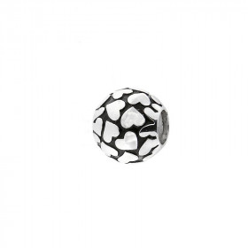 Charm Coeurs Argent 925 Dimensions du charm : 10x9mm Diamètre du trou : 5mm Motifs coeurs sur base émail noir Compatible t...