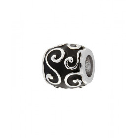 Charm Argent 925 Email noir Dimensions du charm : 11x9mm Diamètre du trou : 5mm Motifs argent base émail noir Compatible t...