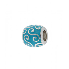 Charm en Argent 925 et Email turquoise. Dimensions du charm : 11x9mm. Diamètre du trou : 5mm. Motifs en argent avec base e...